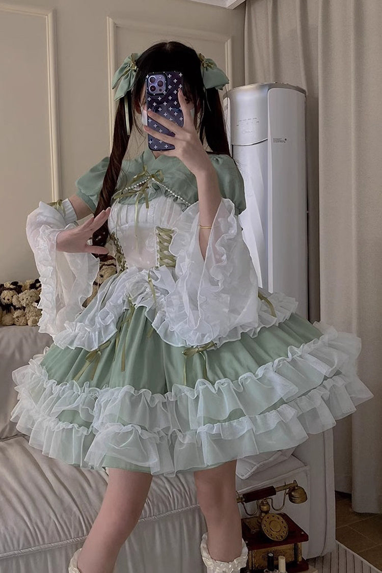 Lolita JSK Dress - Multi-layer, Green, Short Version, Plus Size, Short Length - additional product view 7