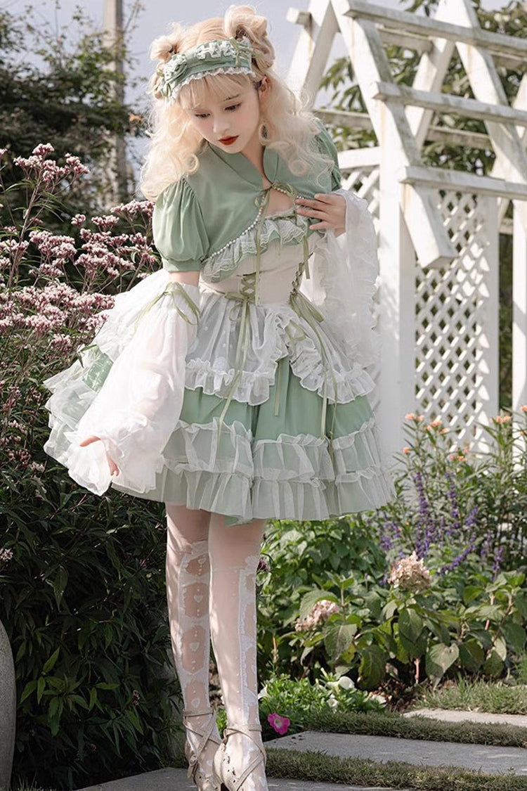 Lolita JSK Dress - Multi-layer, Green, Short Version, Plus Size, Short Length - main product image