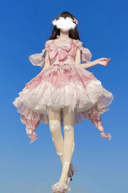 Lolita JSK Dress - Multi-layer Hanayome, Pink, Sweet Style, Bow Detail - additional product view 3