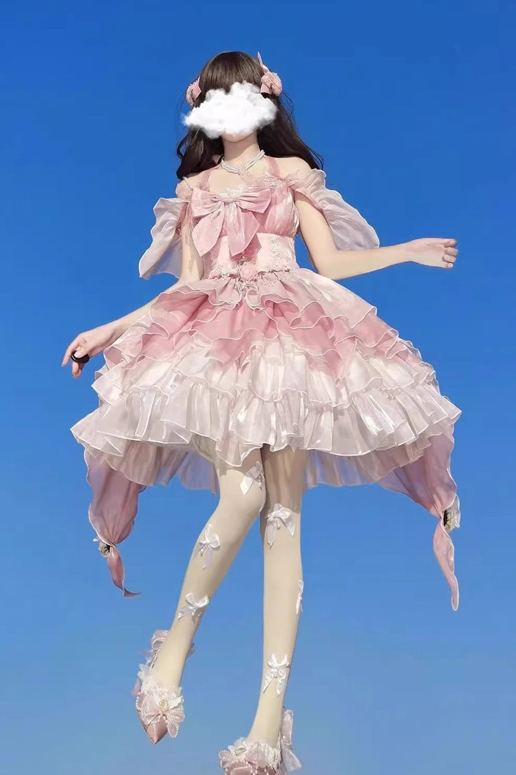 Lolita JSK Dress - Multi-layer Hanayome, Pink, Sweet Style, Bow Detail - additional product view 4