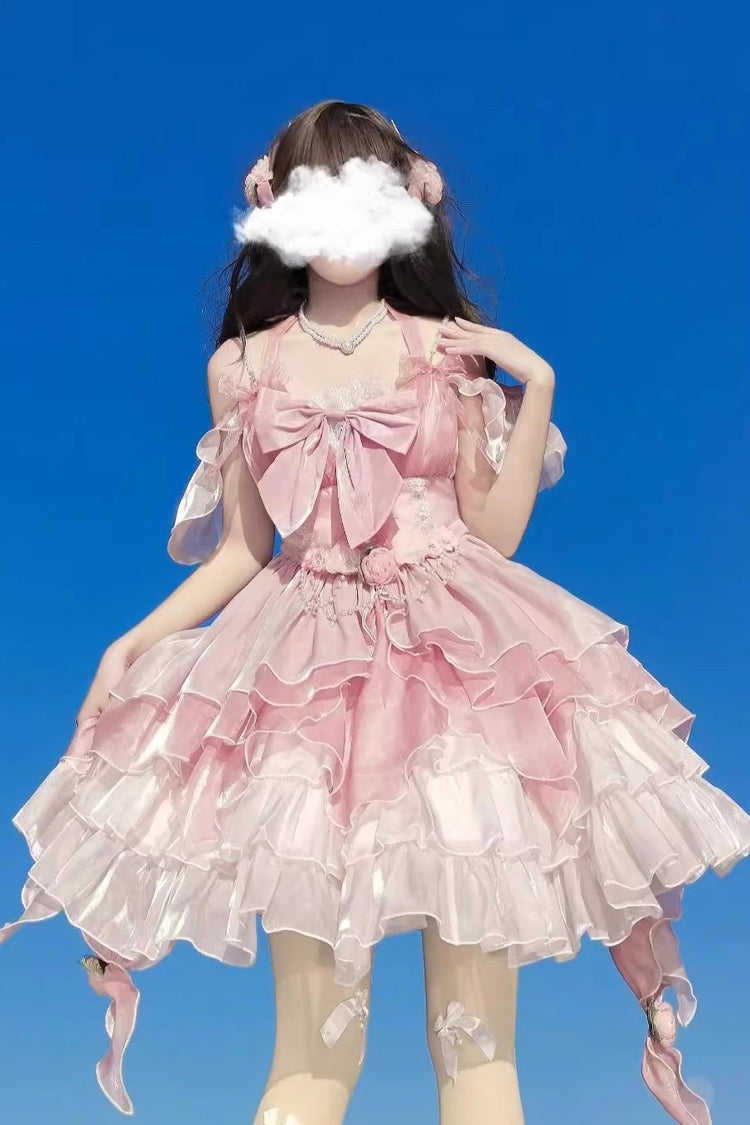 Lolita JSK Dress - Multi-layer Hanayome, Pink, Sweet Style, Bow Detail - main product image
