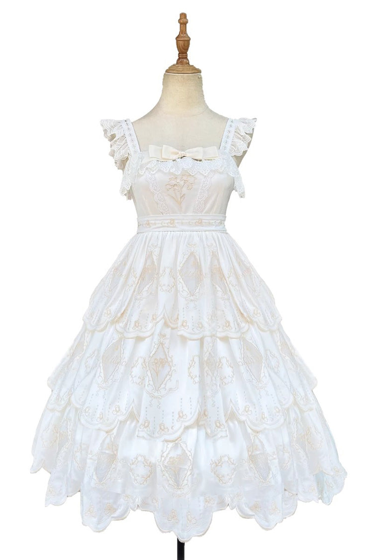 Lolita JSK Dress - Multi-layer Hollow, White, Sweet Style, Embroidered - additional product view 2