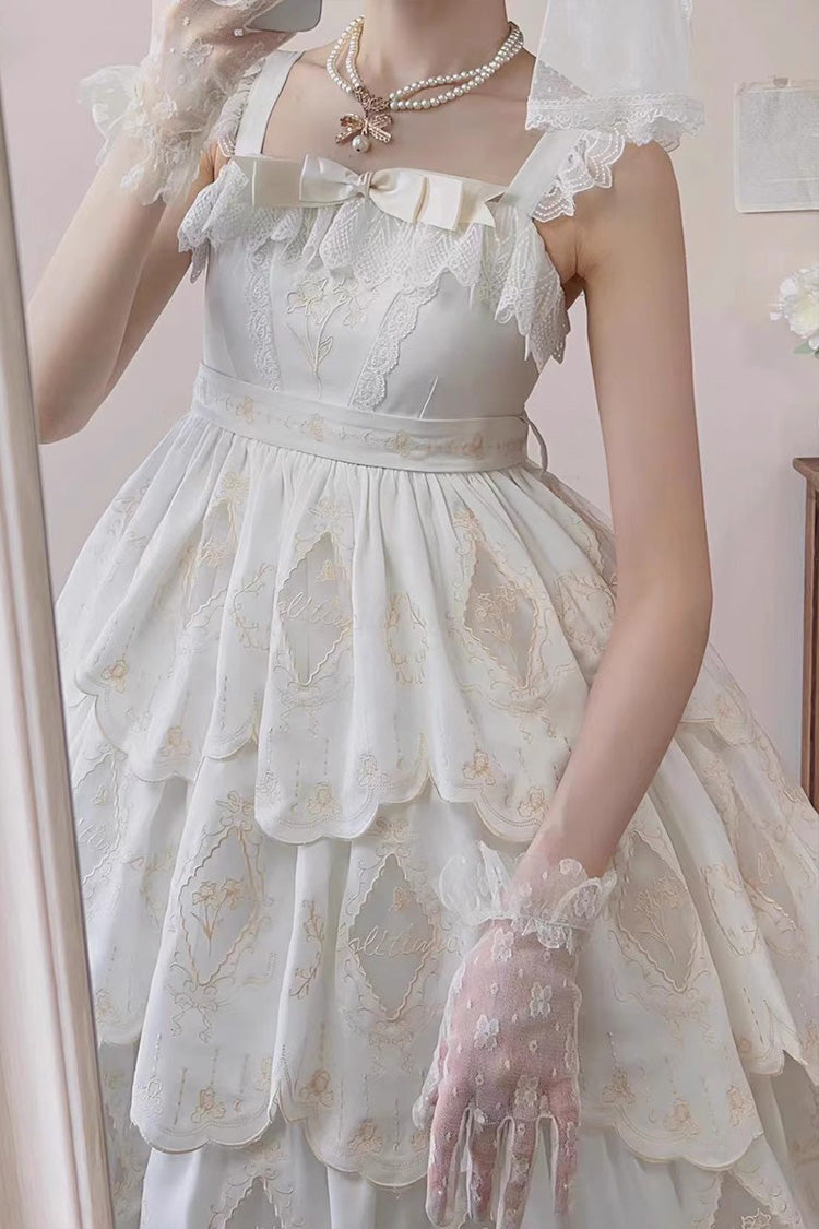 Lolita JSK Dress - Multi-layer Hollow, White, Sweet Style, Embroidered - additional product view 5
