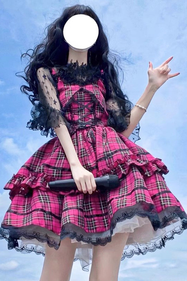 Lolita JSK Dress - Multi-layer Ruffle Bowknot, Red, Gothic Style, Bow Detail, Ruffled - additional product view 2