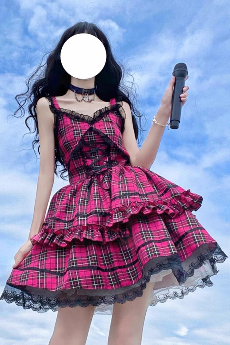 Lolita JSK Dress - Multi-layer Ruffle Bowknot, Red, Gothic Style, Bow Detail, Ruffled - additional product view 3