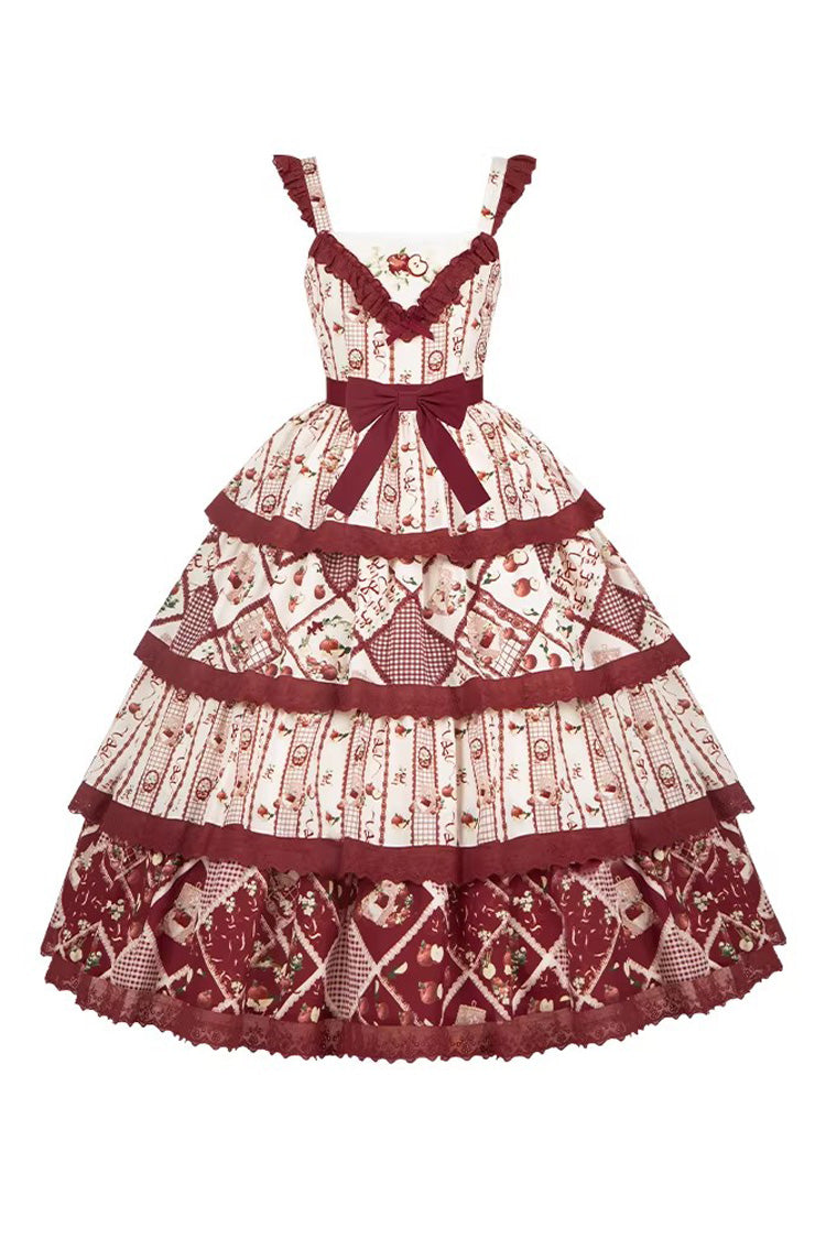 Lolita JSK Dress - Multi-layer Sunflower Print, Red, Printed, Embroidered, Sweet Style - additional product view 3