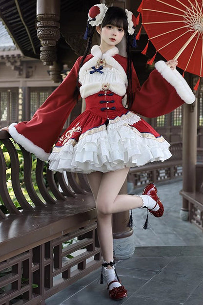 Lolita JSK Dress - Multi-layered, 2 Colors, Sweet Style, Chinese-Inspired Style - additional product view 2