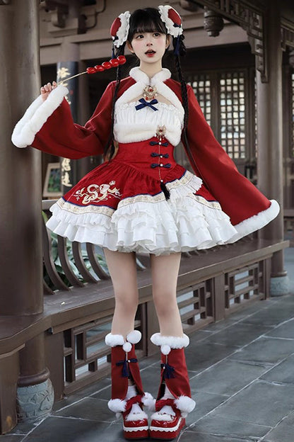 Lolita JSK Dress - Multi-layered, 2 Colors, Sweet Style, Chinese-Inspired Style - additional product view 3