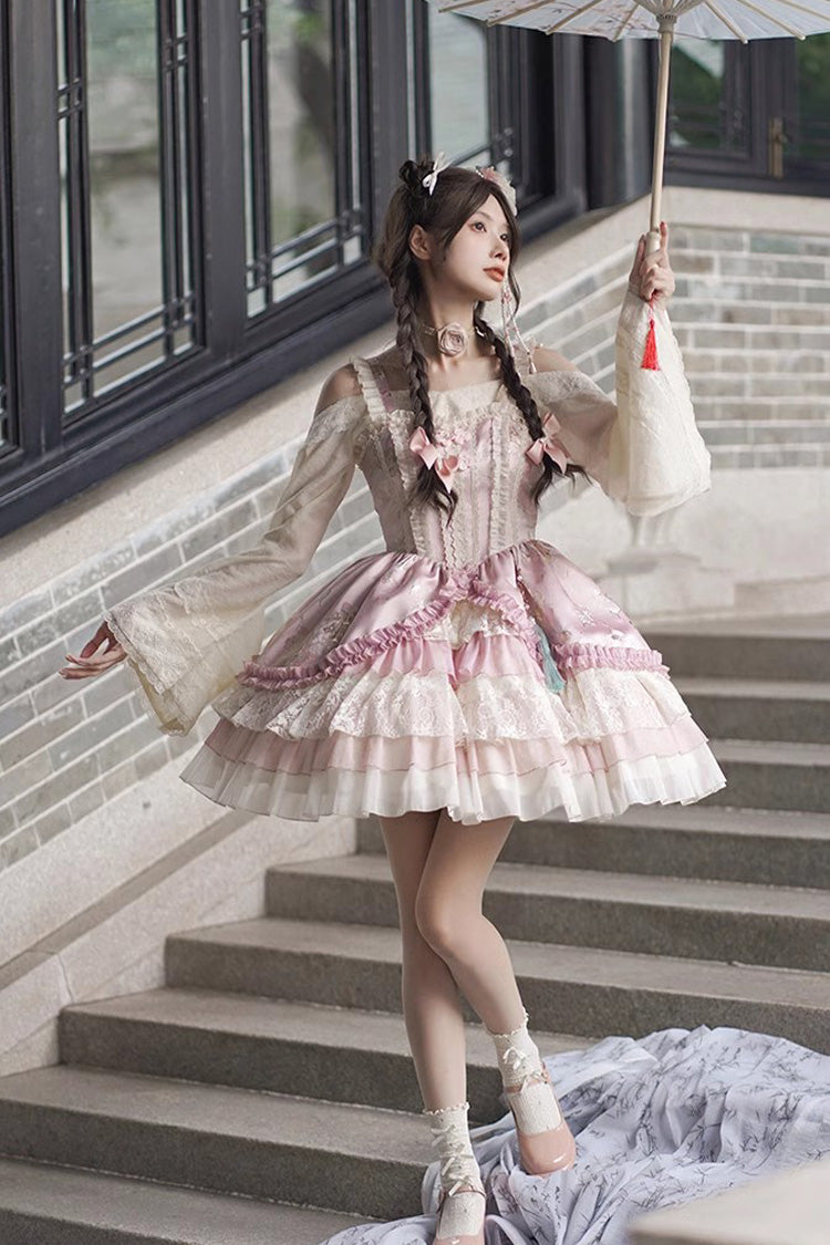 Lolita JSK Dress - Multi-layered, Pink, Ruffled, Sweet Style, Chinese-Inspired Style - additional product view 2