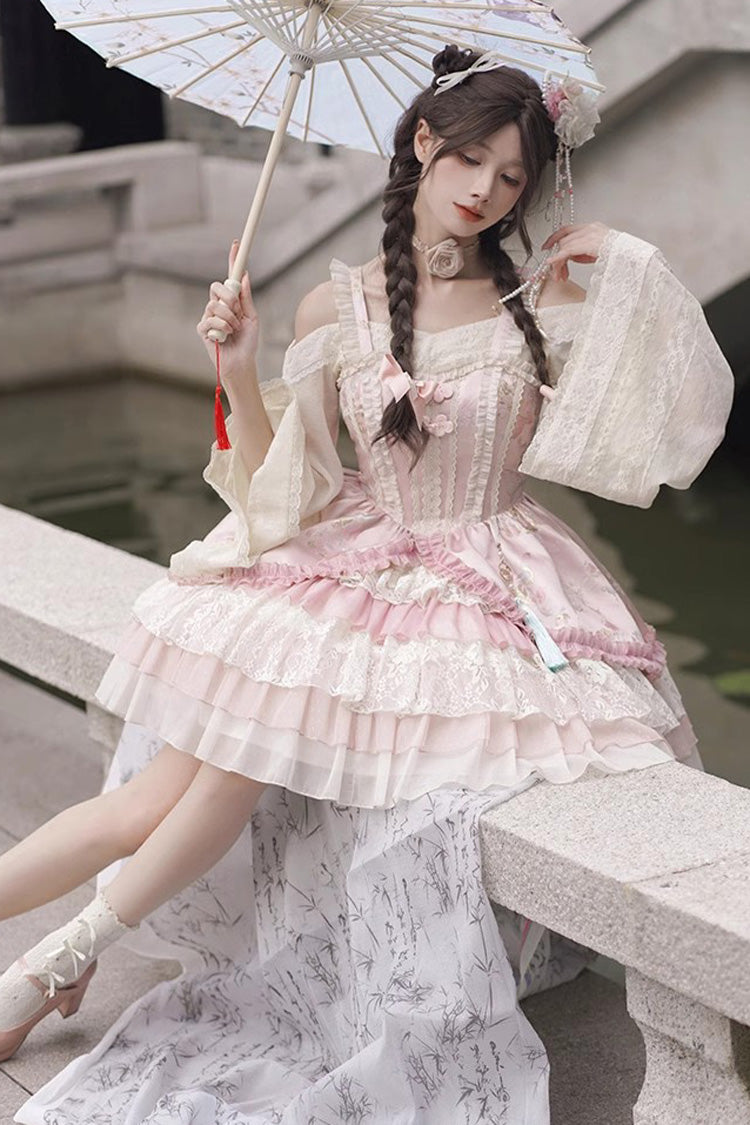 Lolita JSK Dress - Multi-layered, Pink, Ruffled, Sweet Style, Chinese-Inspired Style - additional product view 3