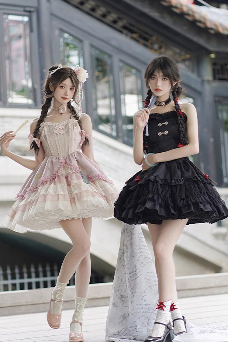 Lolita JSK Dress - Multi-layered, Pink, Ruffled, Sweet Style, Chinese-Inspired Style - additional product view 7