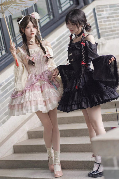 Lolita JSK Dress - Multi-layered, Pink, Ruffled, Sweet Style, Chinese-Inspired Style - additional product view 8