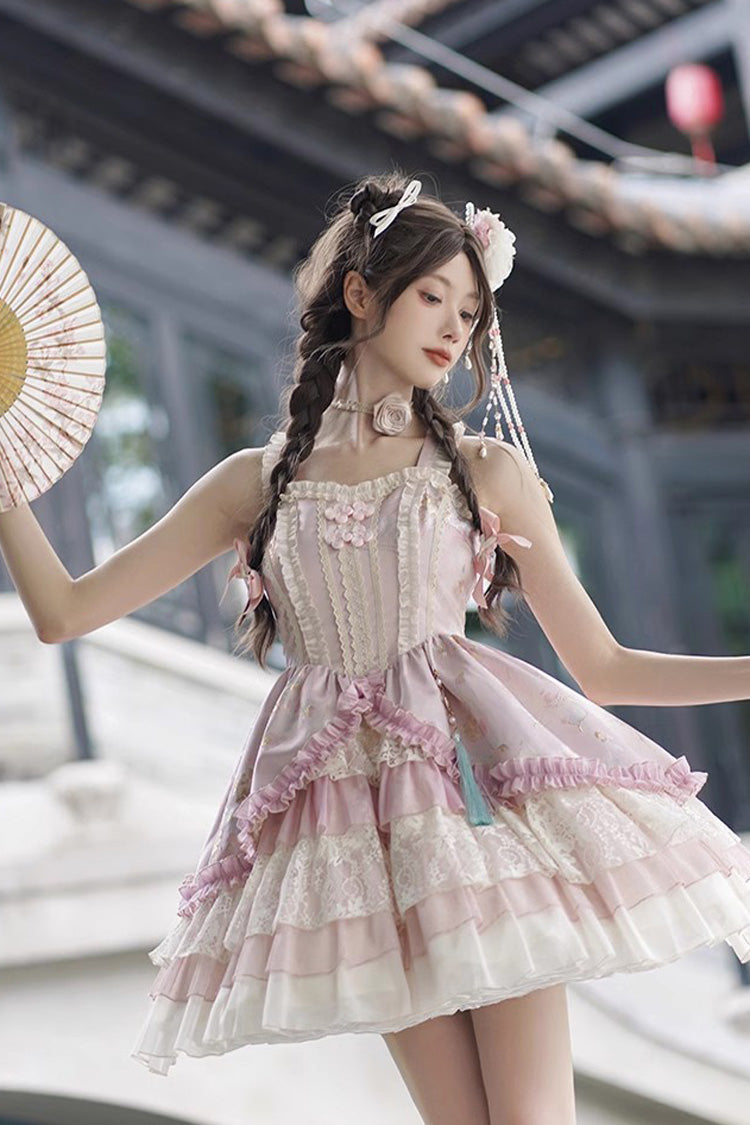 Lolita JSK Dress - Multi-layered, Pink, Ruffled, Sweet Style, Chinese-Inspired Style - additional product view 9