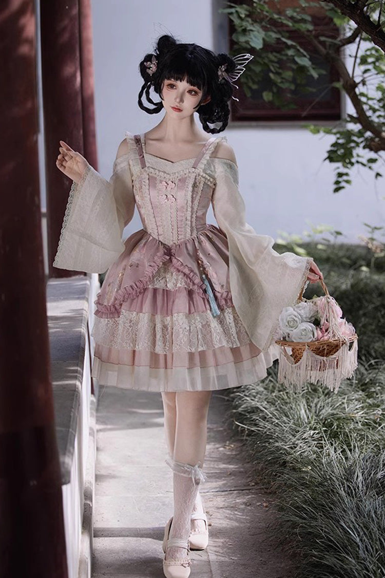 Lolita JSK Dress - Multi-layered, Pink, Ruffled, Sweet Style, Chinese-Inspired Style - additional product view 12