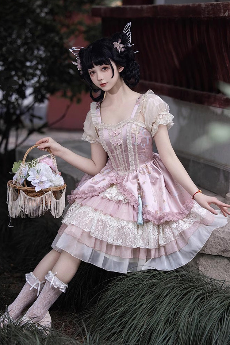 Lolita JSK Dress - Multi-layered, Pink, Ruffled, Sweet Style, Chinese-Inspired Style - additional product view 13