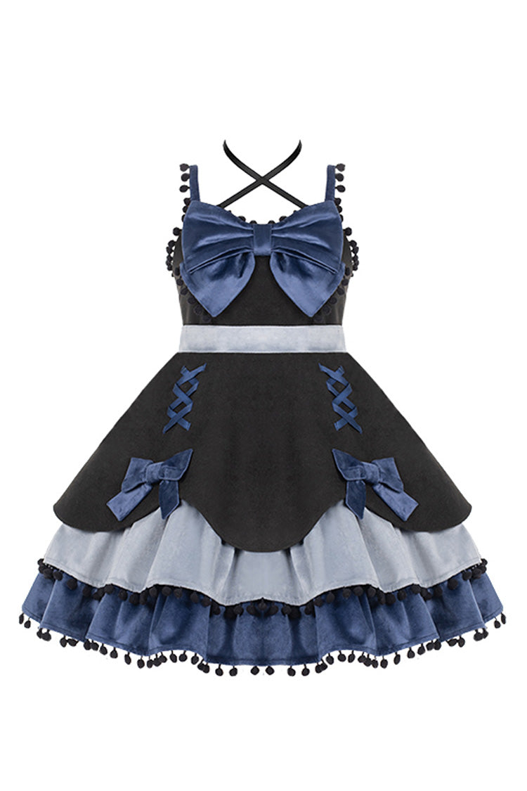 Lolita JSK Dress - Multicolor Confession Function, 5 Colors, Bow Detail, Sweet Style - S Black/Blue / M Black/Blue / L Black/Blue option