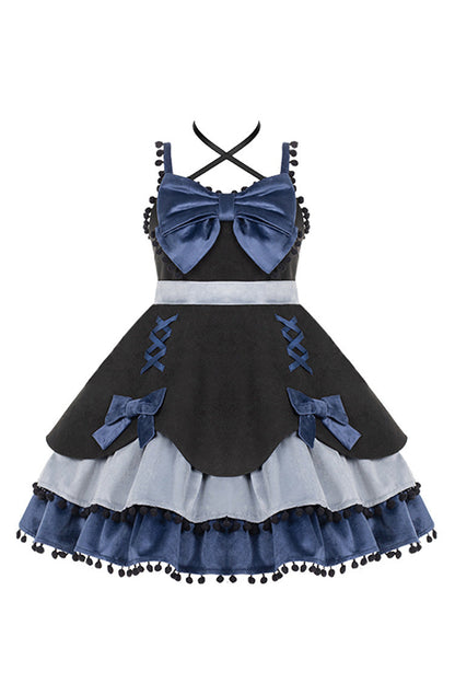 Lolita JSK Dress - Multicolor Confession Function, 5 Colors, Bow Detail, Sweet Style - S Black/Blue / M Black/Blue / L Black/Blue option