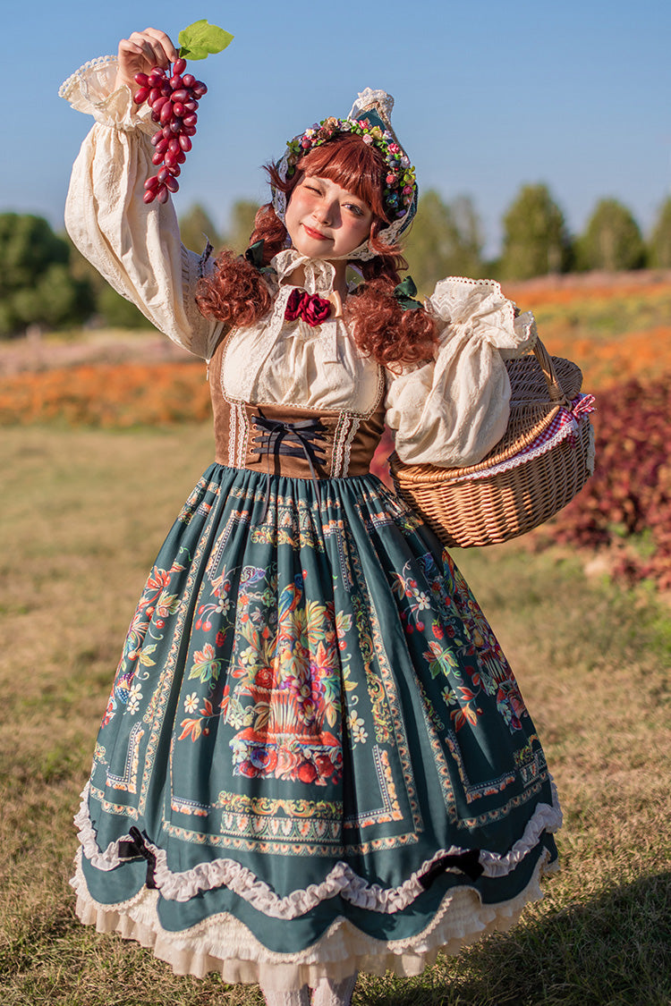 Lolita JSK Dress - Ode To Plenty, Green, Classic Style, Bow Detail, Ruffled - additional product view 2