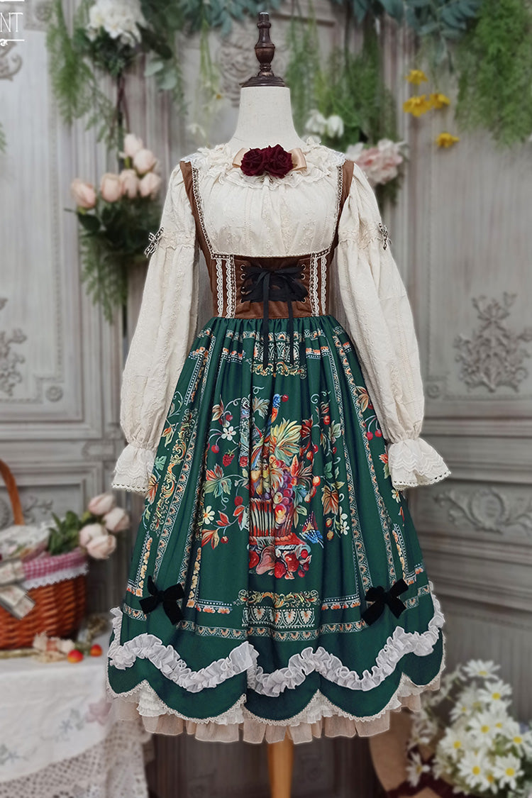 Lolita JSK Dress - Ode To Plenty, Green, Classic Style, Bow Detail, Ruffled - additional product view 3