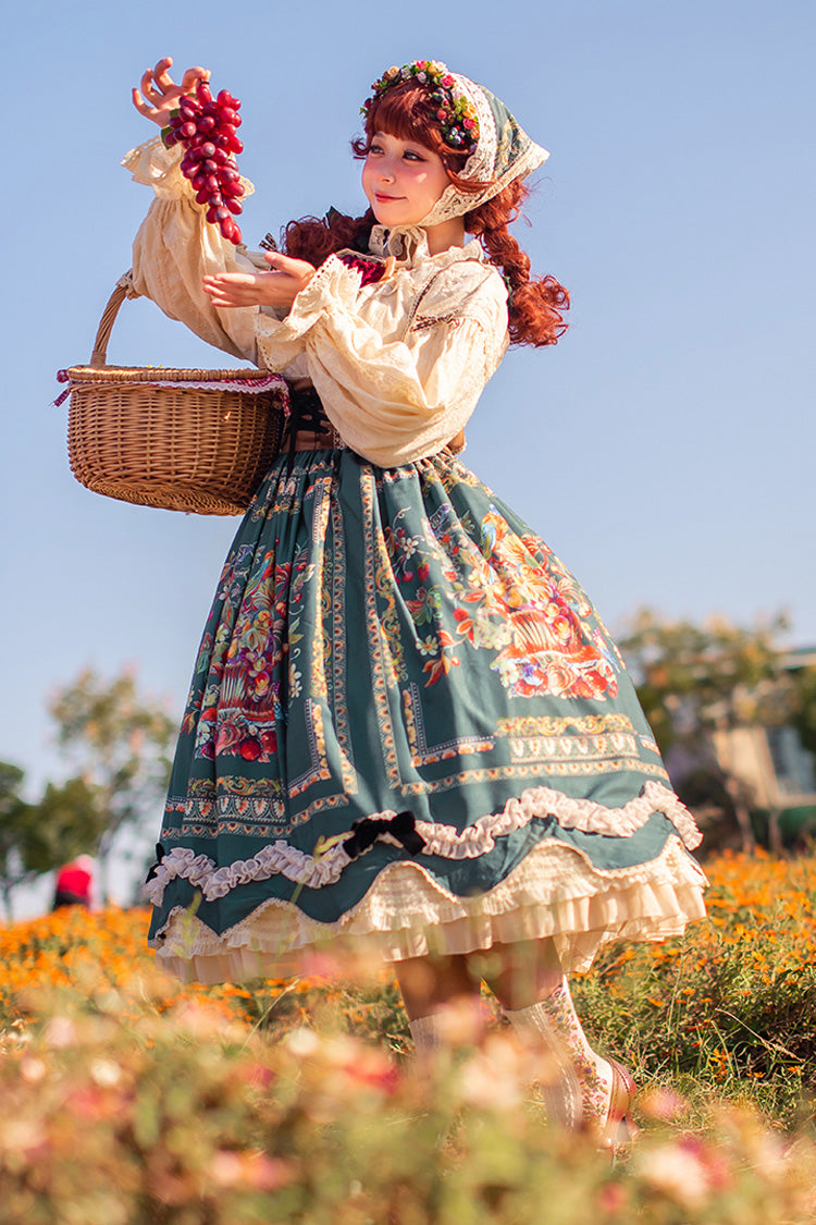 Lolita JSK Dress - Ode To Plenty, Green, Classic Style, Bow Detail, Ruffled - additional product view 6