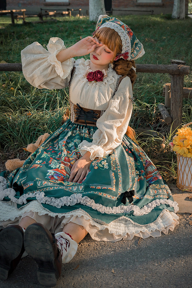 Lolita JSK Dress - Ode To Plenty, Green, Classic Style, Bow Detail, Ruffled - additional product view 8