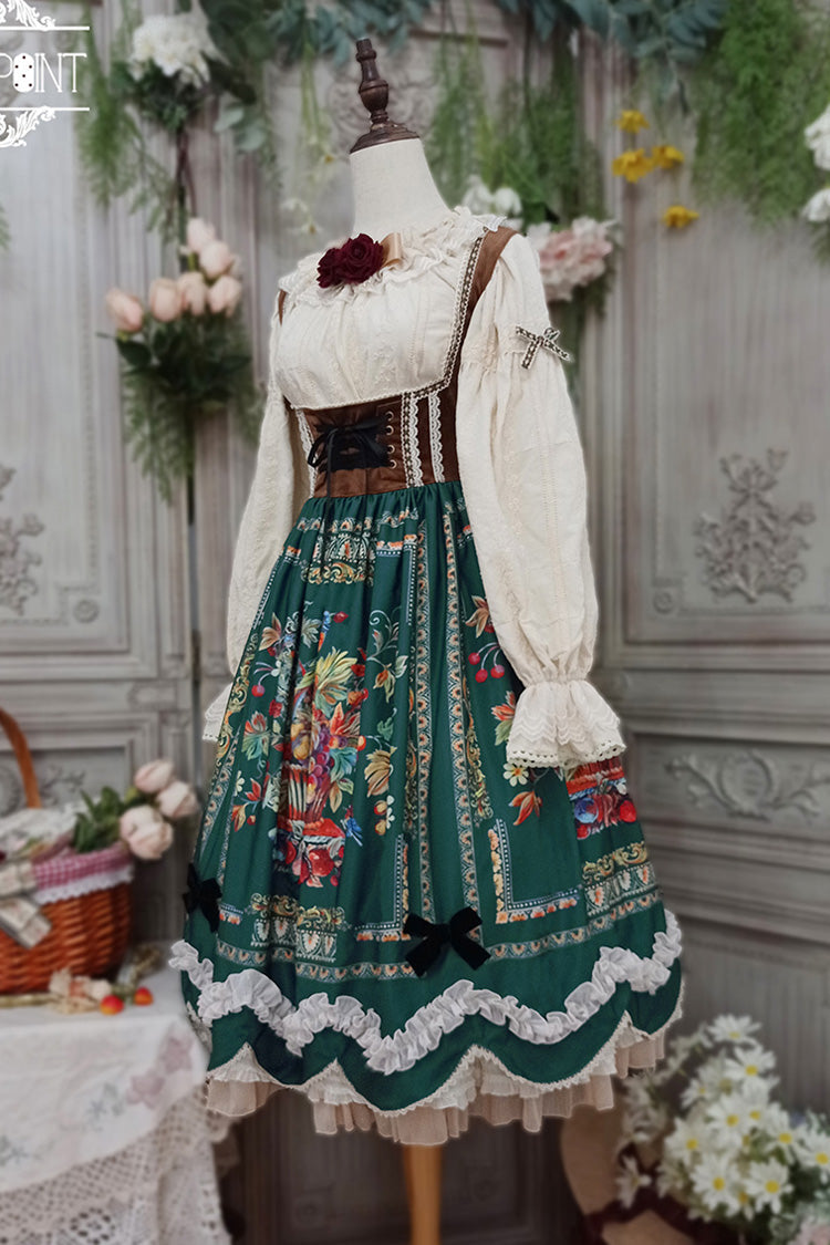 Lolita JSK Dress - Ode To Plenty, Green, Classic Style, Bow Detail, Ruffled - additional product view 9