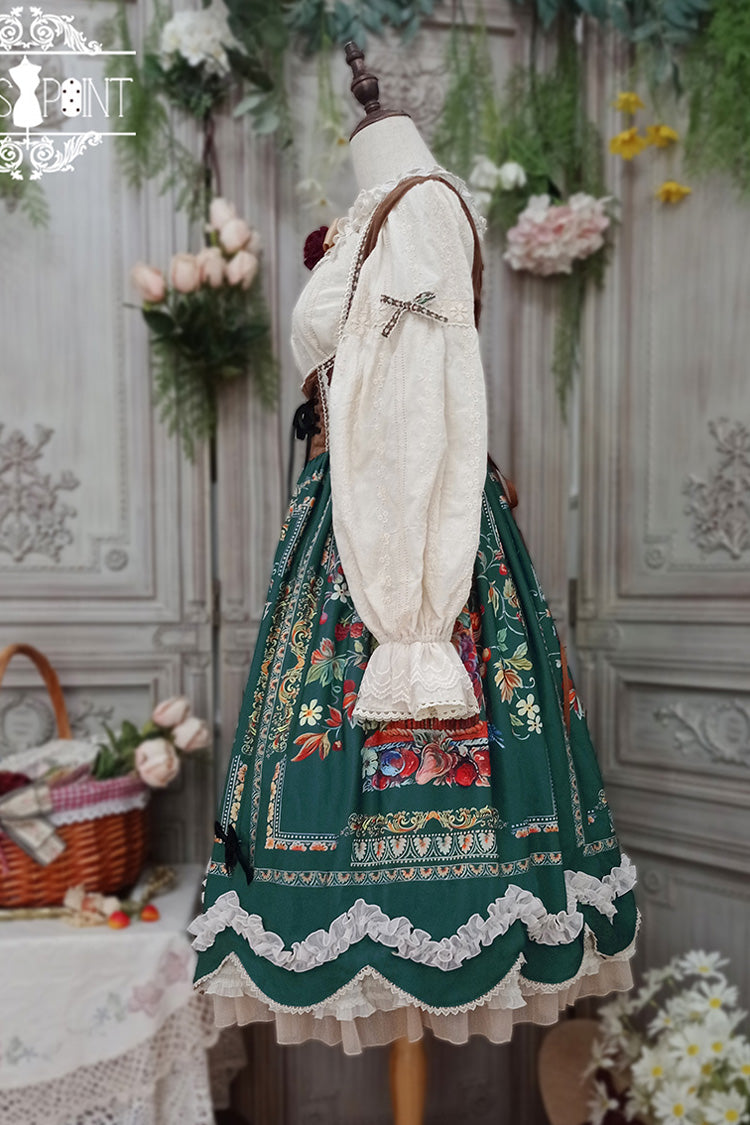 Lolita JSK Dress - Ode To Plenty, Green, Classic Style, Bow Detail, Ruffled - additional product view 10