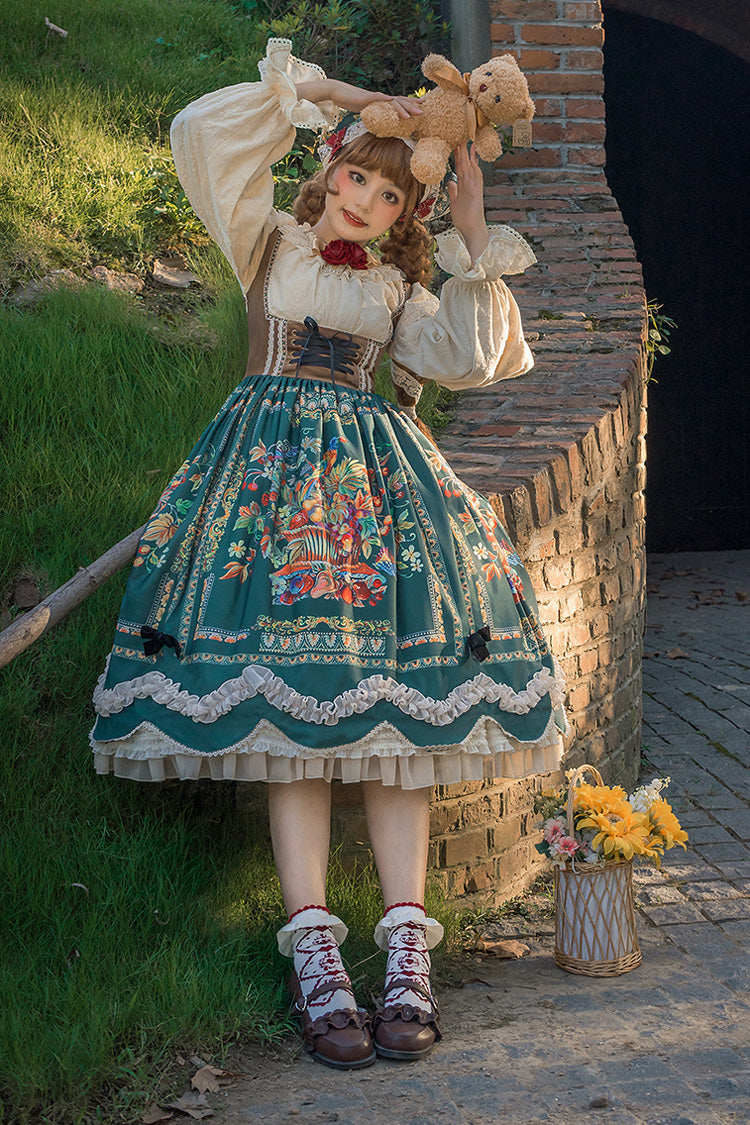 Lolita JSK Dress - Ode To Plenty, Green, Classic Style, Bow Detail, Ruffled - additional product view 16