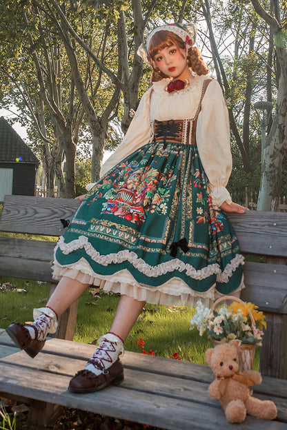 Lolita JSK Dress - Ode To Plenty, Green, Classic Style, Bow Detail, Ruffled - additional product view 17