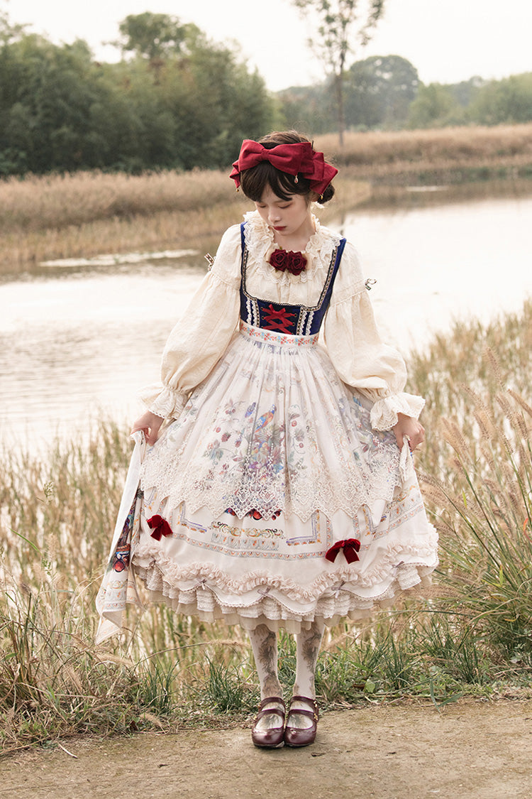 Lolita JSK Dress - Ode To Plenty, Ivory, Ruffled, Printed, Classic Style - additional product view 2