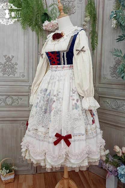 Lolita JSK Dress - Ode To Plenty, Ivory, Ruffled, Printed, Classic Style - additional product view 3