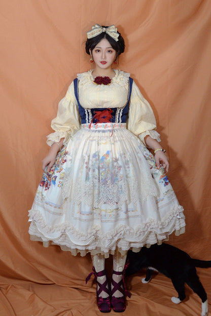 Lolita JSK Dress - Ode To Plenty, Ivory, Ruffled, Printed, Classic Style - additional product view 10