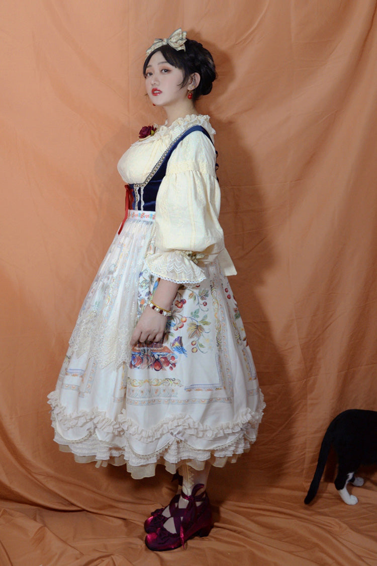 Lolita JSK Dress - Ode To Plenty, Ivory, Ruffled, Printed, Classic Style - additional product view 11