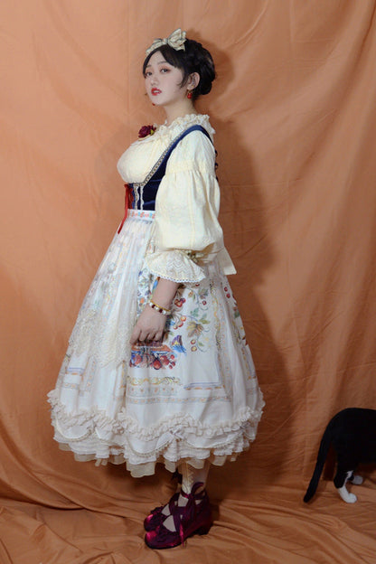 Lolita JSK Dress - Ode To Plenty, Ivory, Ruffled, Printed, Classic Style - additional product view 11