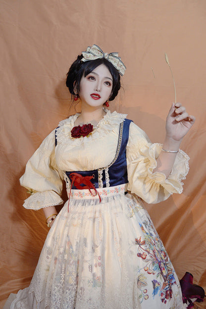 Lolita JSK Dress - Ode To Plenty, Ivory, Ruffled, Printed, Classic Style - additional product view 12
