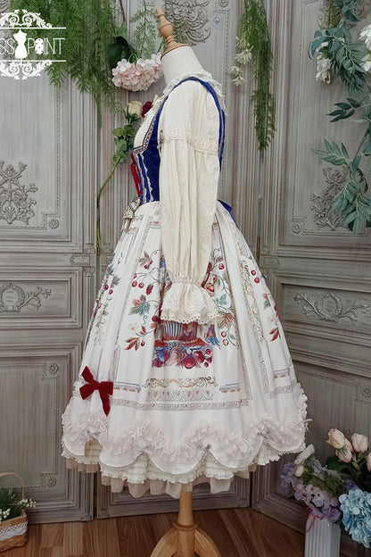 Lolita JSK Dress - Ode To Plenty, Ivory, Ruffled, Printed, Classic Style - additional product view 13
