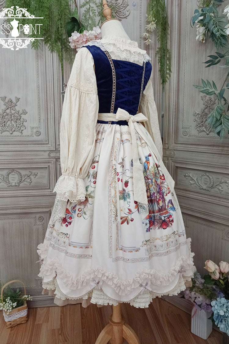 Lolita JSK Dress - Ode To Plenty, Ivory, Ruffled, Printed, Classic Style - additional product view 14