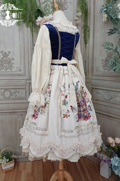 Lolita JSK Dress - Ode To Plenty, Ivory, Ruffled, Printed, Classic Style - additional product view 14