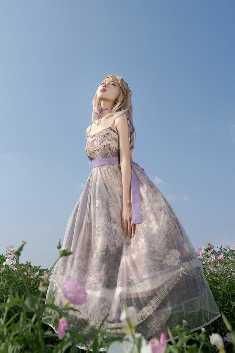 Lolita JSK Dress - Oil Painting – In The Shade Of, Purple, Ruffled, Printed, Sweet Style - additional product view 9