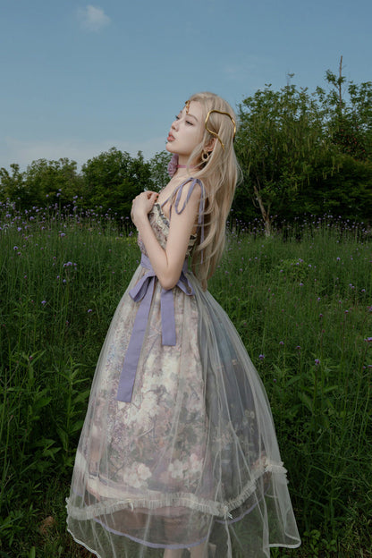 Lolita JSK Dress - Oil Painting – In The Shade Of, Purple, Ruffled, Printed, Sweet Style - additional product view 13