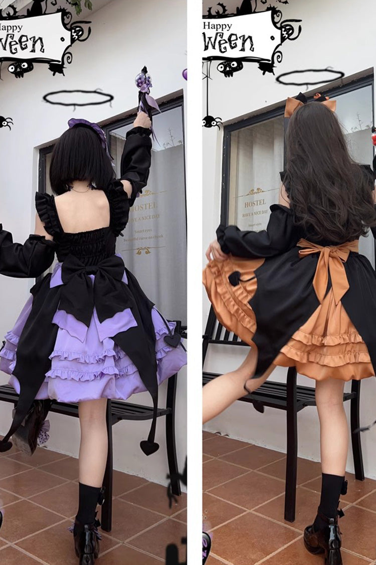 Lolita JSK Dress - Orange Halloween Starry Night, Orange, Sweet Style, Ruffled - additional product view 2