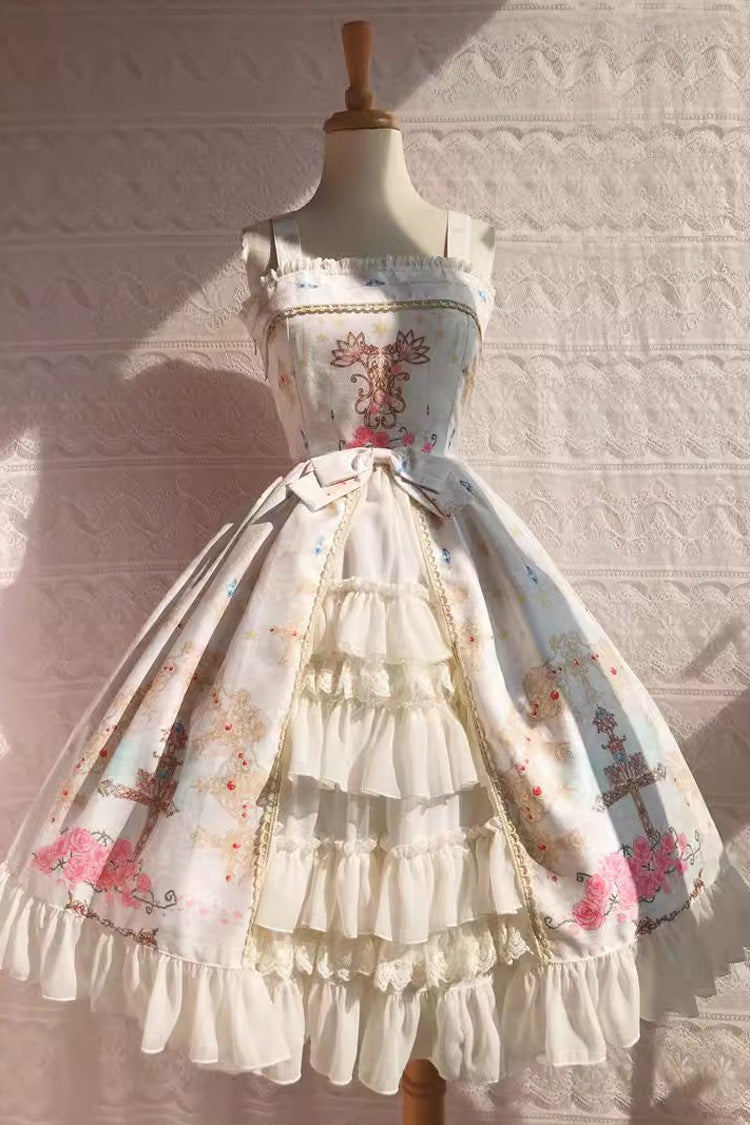 Lolita JSK Dress - Peacock, 4 Colors, Printed, Cross Detail, Sweet Style - additional product view 8