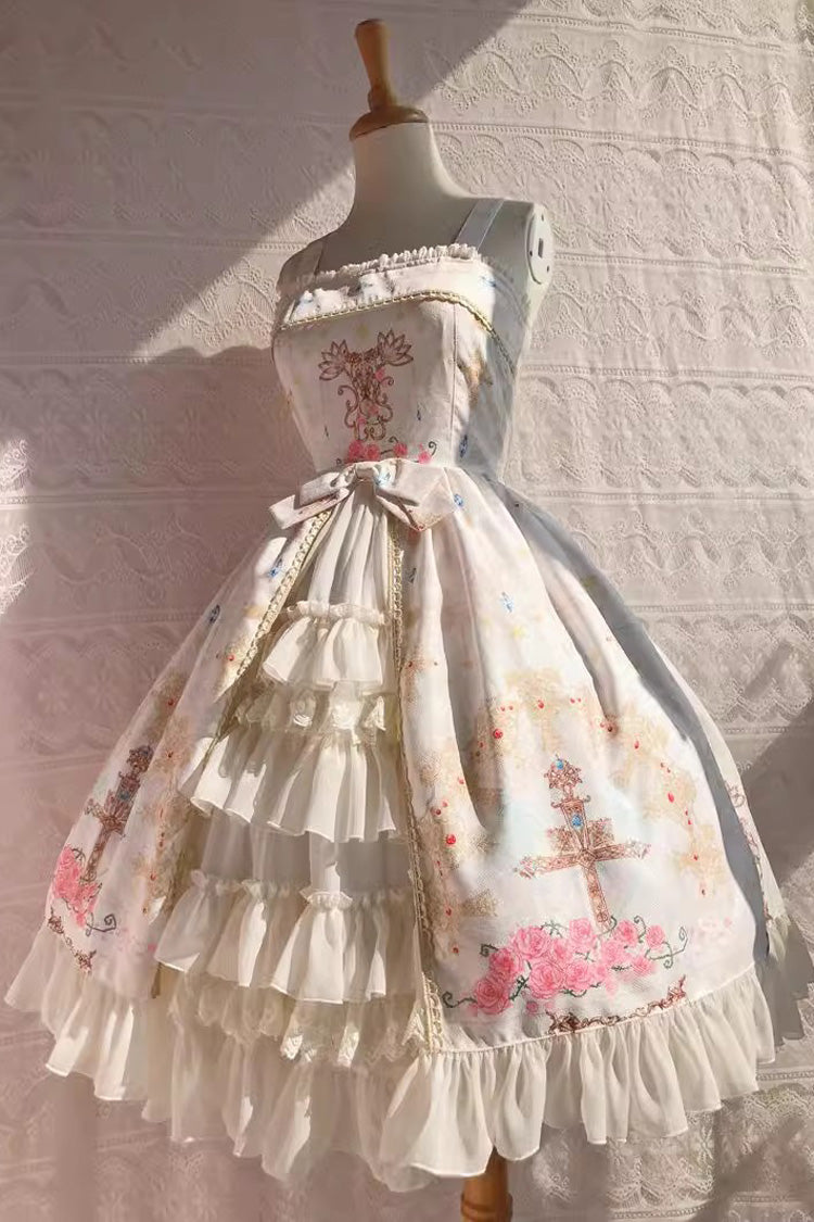 Lolita JSK Dress - Peacock, 4 Colors, Printed, Cross Detail, Sweet Style - additional product view 9