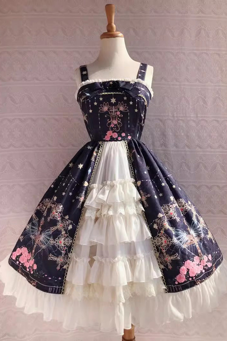 Lolita JSK Dress - Peacock, 4 Colors, Printed, Cross Detail, Sweet Style - additional product view 10