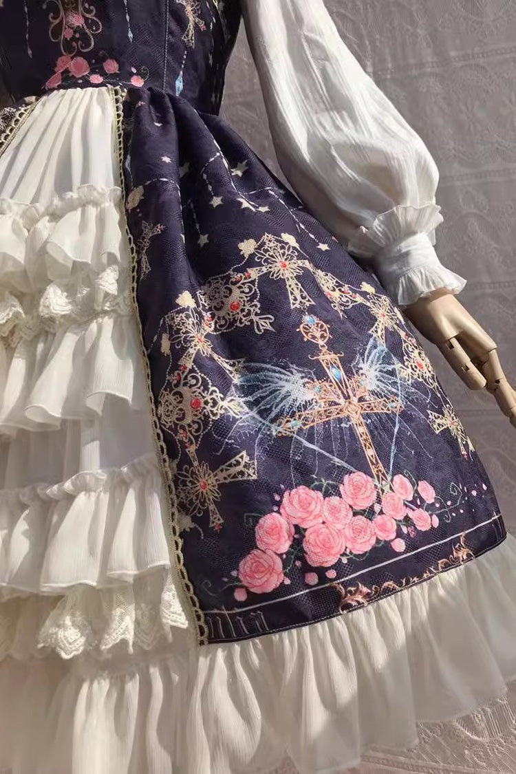 Lolita JSK Dress - Peacock, 4 Colors, Printed, Cross Detail, Sweet Style - additional product view 13