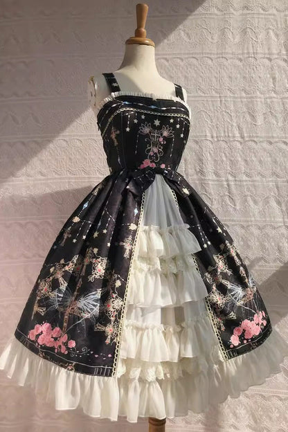Lolita JSK Dress - Peacock, 4 Colors, Printed, Cross Detail, Sweet Style - additional product view 14