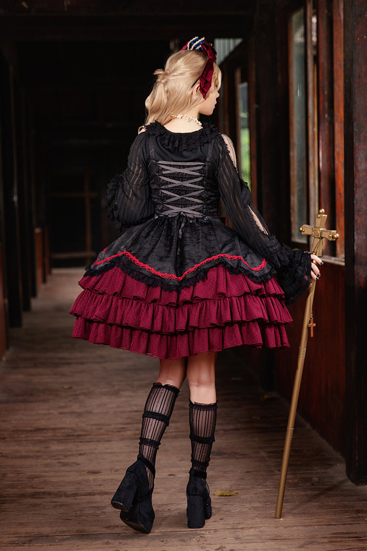 Lolita JSK Dress - Pearl Box, 3 Colors, Bow Detail, Lace Trim, Layered - additional product view 2