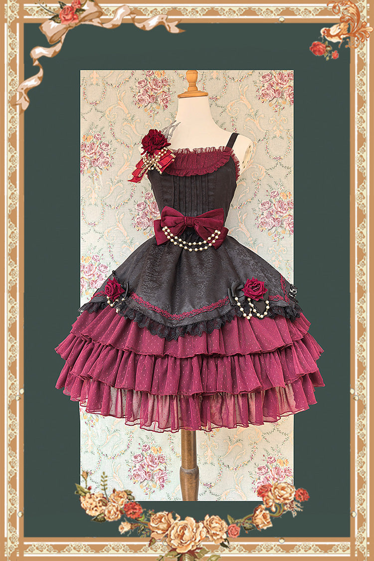 Lolita JSK Dress - Pearl Box, 3 Colors, Bow Detail, Lace Trim, Layered - additional product view 7