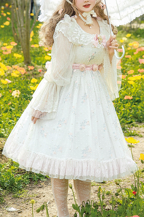 Lolita JSK Dress - Pearl, White, Plus Size, Sweet Style, Lace Trim - main product image