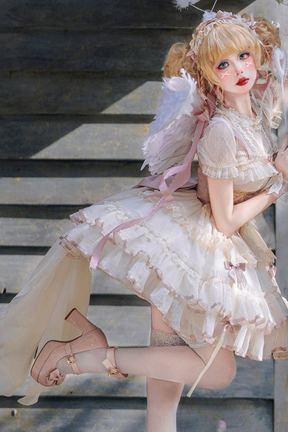 Lolita JSK Dress - Pink/ivory Dance Of Time, 2 Colors, Ballet-Inspired Style, Bow Detail - additional product view 2